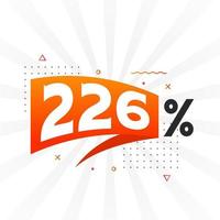 promoção de banner de marketing de 226 descontos. 226 por cento de design promocional de vendas. vetor