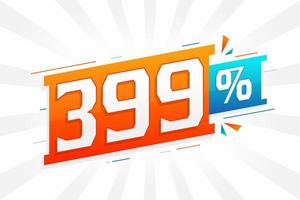 promoção de banner de marketing de 399 descontos. 399 por cento de design promocional de vendas. vetor