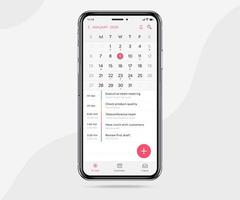 conceito de planejador de calendário de aplicativo móvel, modelo de calendário de compromissos ui ux, aplicativo de reunião de planejamento anual de agenda de calendário de smartphone, eventos de calendário, atividade, aplicativo de eventos, telefone vetorial vetor