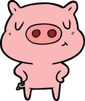desenho animado porco feliz vetor