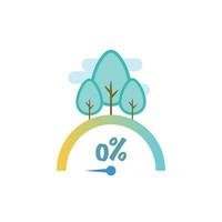 ícone de emissões líquidas zero de carbono isolado no fundo branco vetor