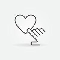 toque com a mão no ícone de contorno do coração. sinal de vetor de doação online