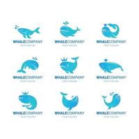 conjunto de logotipos de elementos de baleia vetor