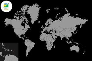 pin mapa com bandeira de Guadalupe no mapa do mundo. ilustração vetorial. vetor
