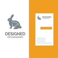 coelhinho da páscoa coelhinho da páscoa coelho cinza design de logotipo e modelo de cartão de visita vetor