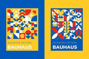 cartaz de bauhaus abstrato, fundo criativo geométrico de brochura, cores brilhantes de formas simples, padrão de retângulo. colagem de arte de círculo colorido. ilustração vetorial de banner de cartão de arte minimalista retrô vetor