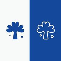 trevo verde irlanda linha de planta irlandesa e ícone sólido de glifo linha de banner azul e ícone sólido de glifo azul vetor