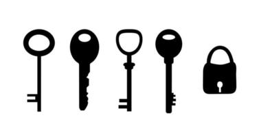conjunto de chaves em estilo simples. ilustração vetorial isolada no fundo branco. vetor