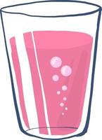 suco rosa em vidro, ilustração, vetor em fundo branco
