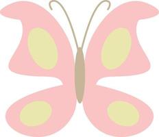 borboleta rosa com pontos amarelos, ilustração, vetor, sobre um fundo branco. vetor