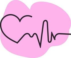 batimento cardíaco rosa, ilustração de ícone, vetor em fundo branco