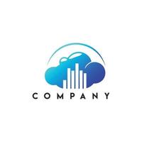 logotipo de música em nuvem, logotipo da empresa de marca de nuvem de música vetor