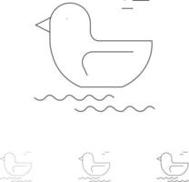 duck river canadá conjunto de ícones de linha preta em negrito e fino vetor