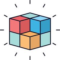 vetor de ícone de cor plana de cubo de solução de quebra-cabeça de caixa