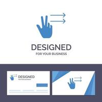 cartão de visita criativo e dedos de modelo de logotipo gesticulam ilustração vetorial direita vetor