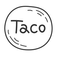 inscrição de taco no doodle tartilia vetor
