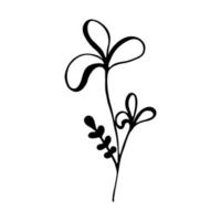 ilustração em vetor de uma planta de flor. esboço de rabiscos. design para impressão, banner, cartão, logotipo, adesivos, ícones. ilustração em vetor de uma flor com folhas em um fundo branco.