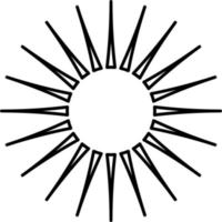 sol com longos raios de sol, ilustração, vetor em fundo branco.