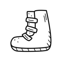 ícone de botas de snowboard, elemento de doodle vetorial, ilustração de desenho animado, conceito de atividades ao ar livre ou esportes vetor