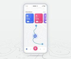 mapear navegação gps ux conceito de interface do usuário, aplicativo de mapa de smartphone e localização de destino na tela, navegação no mapa de pesquisa de aplicativos, mapa de tecnologia, mapas de navegação da cidade, rua da cidade, rastreamento, localização, vetor