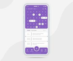 conceito de planejador de calendário de aplicativo móvel, modelo de calendário de compromissos ui ux, aplicativo de reunião de planejamento anual de agenda de calendário de smartphone, eventos de calendário, atividade, aplicativo de eventos, telefone vetorial vetor