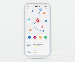 conceito de interface do usuário do aplicativo de navegação gps de mapa, aplicativo de mapa móvel, navegação de mapa de pesquisa de aplicativo de smartphone, mapa de tecnologia, mapas de navegação da cidade, rua da cidade, rastreamento por gps, rastreador de localização, vetor