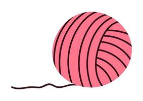 bola de lã rosa para tricô. elemento de design em estilo cartoon. ilustração vetorial isolada no fundo branco. vetor