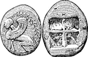 moeda de chios, ilustração vintage vetor