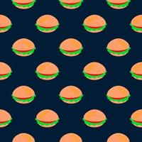 deliciosos hambúrgueres, padrão perfeito em fundo azul escuro. vetor