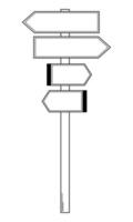 orientação. placa de sinalização. sinal de estrada mostrando direções diferentes. contorno. ilustração vetorial vetor
