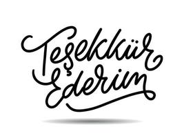 texto em turco obrigado. letras. ilustração de tinta. caligrafia de pincel moderno isolada no fundo branco. projeto de camiseta. vetor