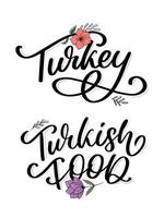 carta de comida turca. elemento de projeto. projeto tradicional. ilustração em vetor letras. refeição saudável