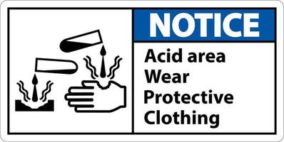 aviso área ácida usar sinal de roupa de proteção vetor