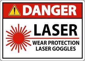 sinal de óculos de proteção a laser de perigo a laser em fundo branco vetor