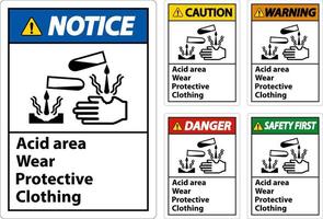 área ácida usar sinal de roupas de proteção vetor