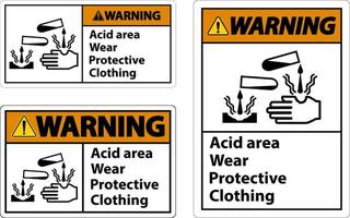 aviso área ácida usar sinal de vestuário de proteção vetor