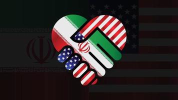 Estados Unidos da América e bandeiras do Irã no aperto de mão das relações. duas bandeiras juntas. uso adequado para evento iran e américa vetor