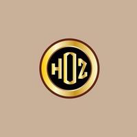 design de logotipo de carta hoz criativo com círculo dourado vetor