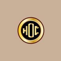 design de logotipo de carta hoc criativo com círculo dourado vetor