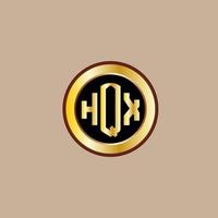 design de logotipo de carta hqx criativo com círculo dourado vetor