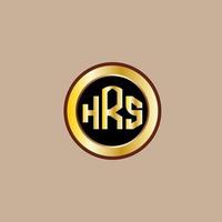 design de logotipo de carta de hrs criativo com círculo dourado vetor