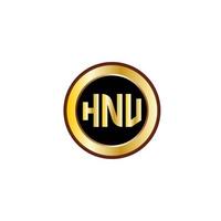 design de logotipo de carta hnu criativo com círculo dourado vetor