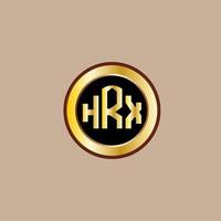 design de logotipo de carta hrx criativo com círculo dourado vetor