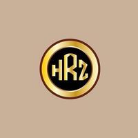 design de logotipo de carta hrz criativo com círculo dourado vetor