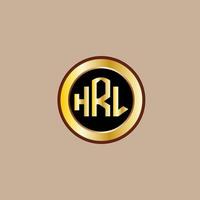 design de logotipo de carta hrl criativo com círculo dourado vetor