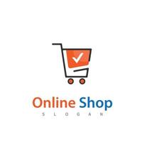 símbolo de design de logotipo de compras online shope vetor