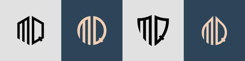 pacote de designs de logotipo mq de letras iniciais simples criativas. vetor