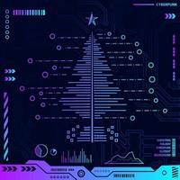 forma de elemento cibernético de natal em fundo cyberpunk. vetor