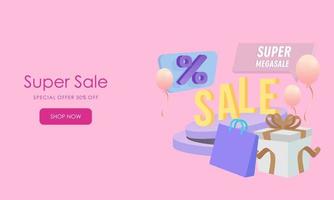 banner de promoção de venda de compras. conceito de grande desconto, adequado para sexta-feira negra e aniversário vetor