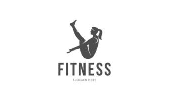 logotipo de treino. fitness, aeróbico e exercícios de treino no ginásio. vetor